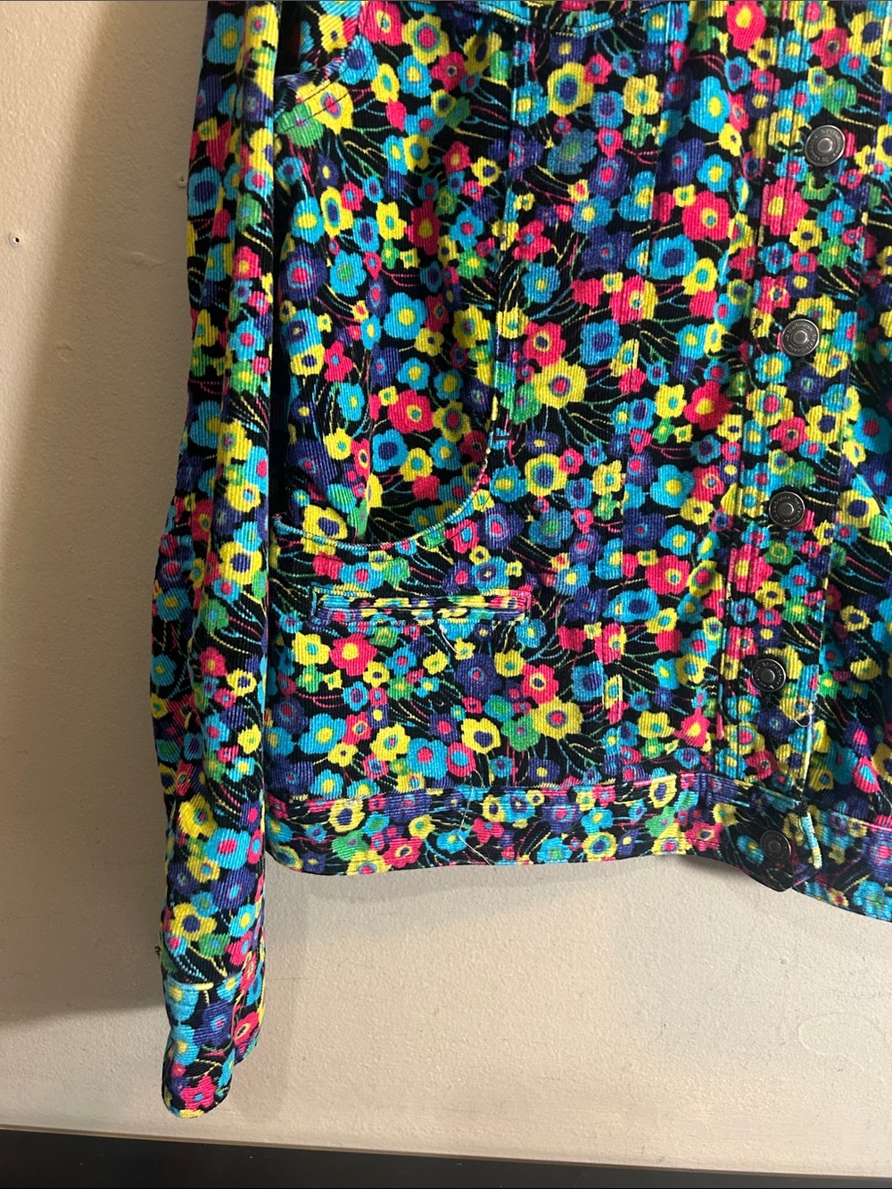 Liz Claiborne Floral Corduroy Jean Style Jacket Women's Size Large - Picture 3 of 9
